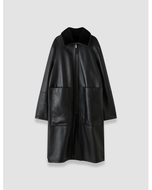 Joseph Black Caspian Soft Shearling Reversible Coat