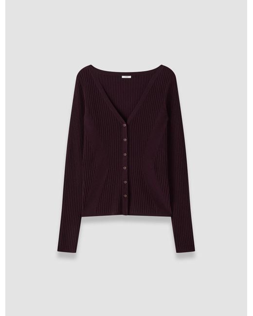 Joseph Red Alba Merino Wool Rib Cardigan