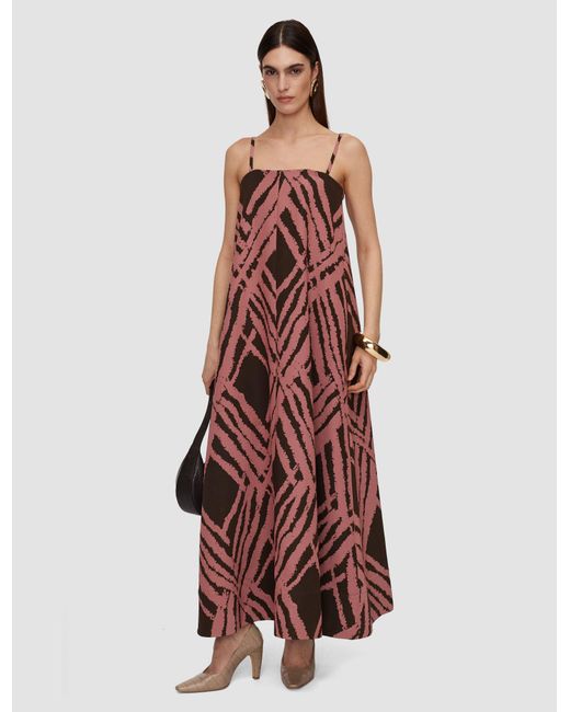 Joseph Red Banna Satin Twill Strapless Dress