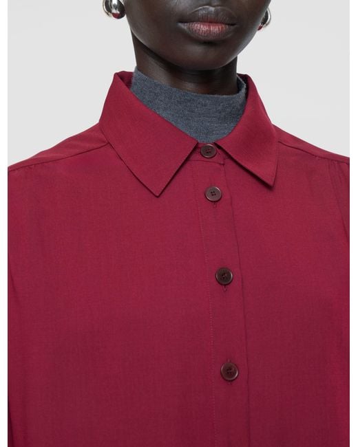 Joseph Red Anais Sheer Fine Wool Blouse