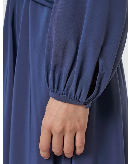 Joseph Blue Leila Crepe De Chine Knot Silk Dress