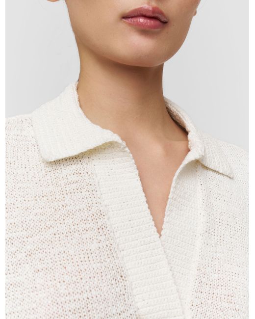 Joseph White Rian Open Cotton Knit Polo Top