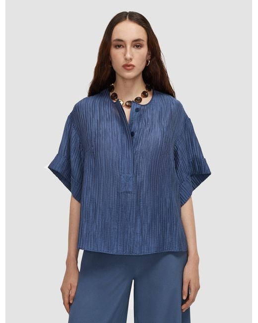 Joseph Blue Yani Fluid Crinkle Blouse