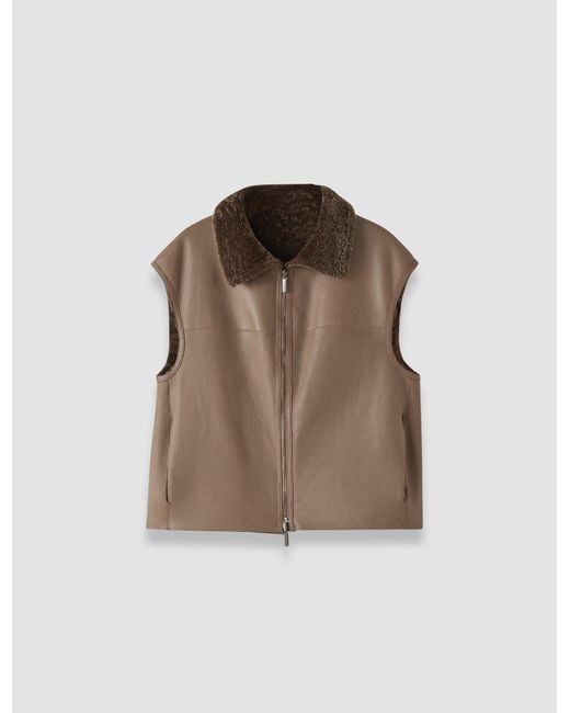 Joseph Brown Nico Reversible Textured Shearling Gilet