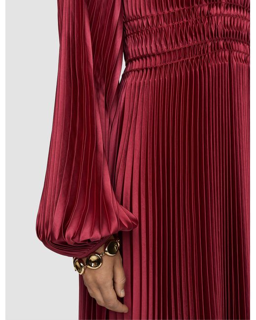 Joseph Red Ortiz Pleated Woven Dress