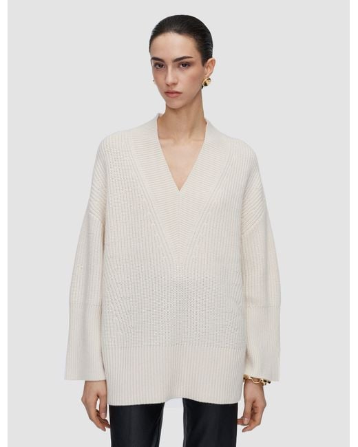 Joseph White Noel Fisherman Rib Cashmere Jumper