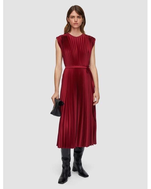 Joseph Red Volta Knit Weave Plissé Dress