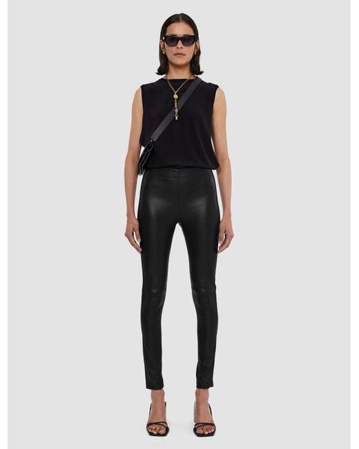 Joseph Gray Leather Stretch Leggings