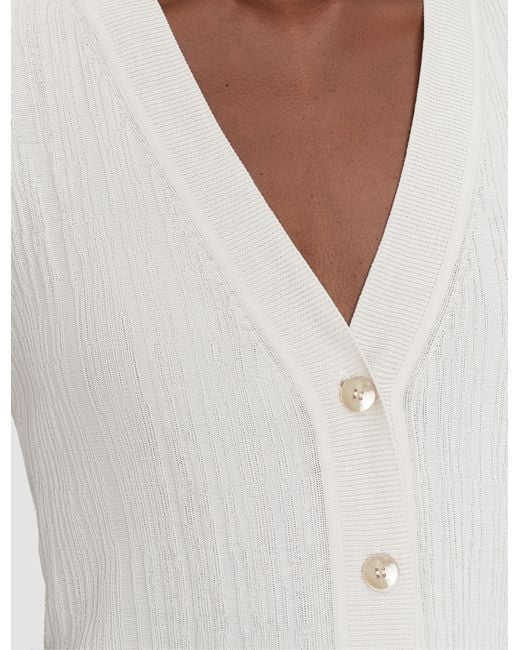 Joseph White Sens Silk Cotton Rib Short Sleeve Cardigan