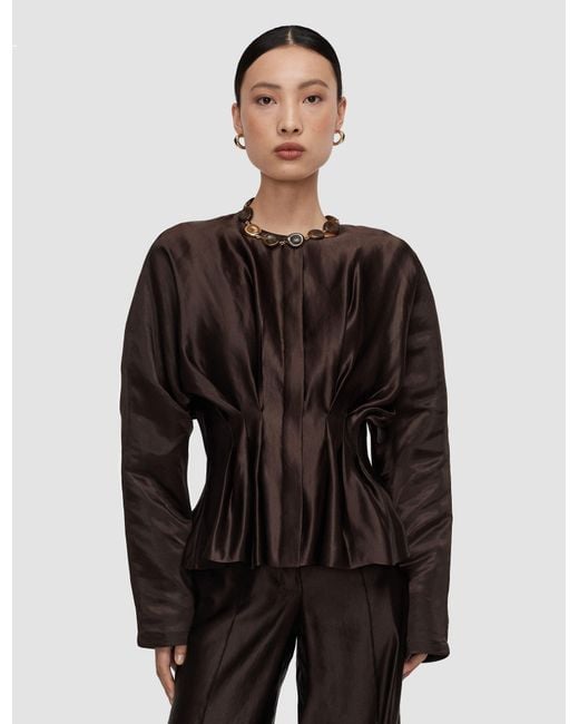 Joseph Black Eris Silk Linen Blend Blouse