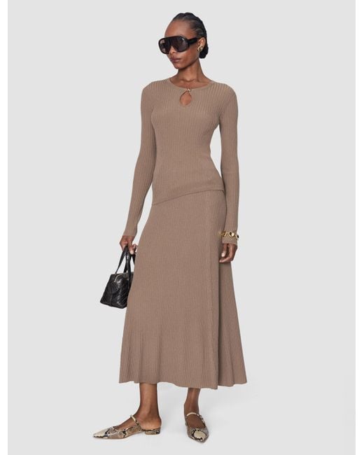 Joseph Natural Hallie Merino Wool Rib Skirt