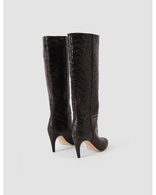 Joseph Black Jolie Woven Leather Knee High Heeled Boots