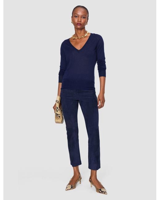 Joseph Blue Duke Suede Stretch Trousers