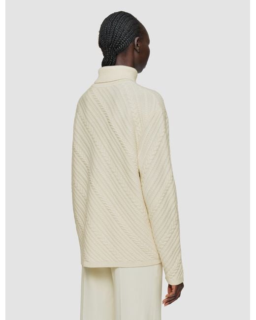 Joseph White Cable Knit Wool Jumper