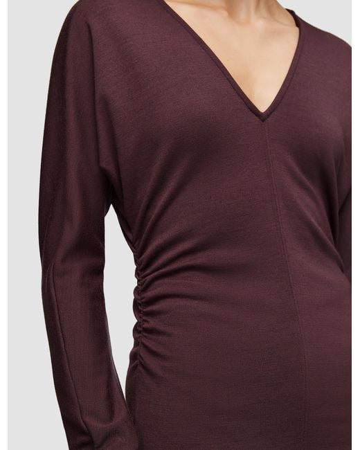 Joseph Purple Wool Jersey V Neck Top