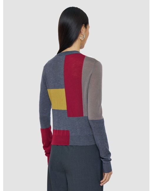 Joseph Blue Overlay Cashair Round Neck Jumper