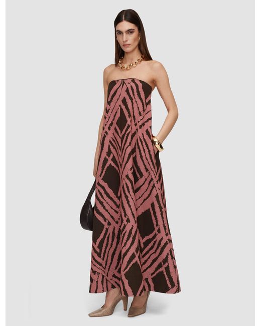 Joseph Red Banna Satin Twill Strapless Dress