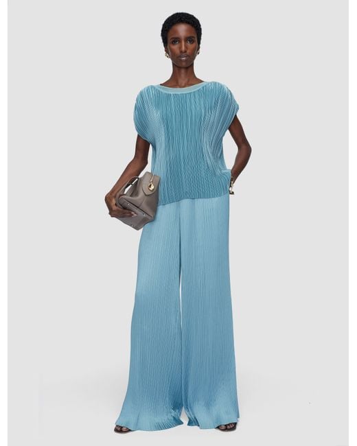 Joseph Blue Amber Pleated Satin Trousers