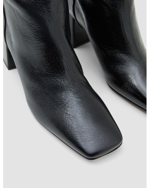 Joseph Black Heeled Knee High Patent Leather Boots
