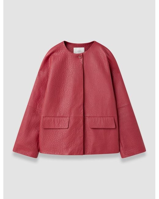 Joseph Red Barbs Pebble Leather Jacket