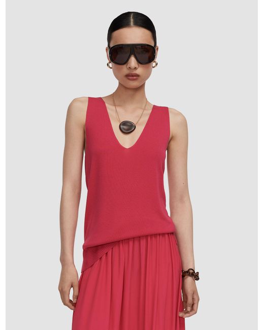 Joseph Red Libby Silk Blend Crepe Top