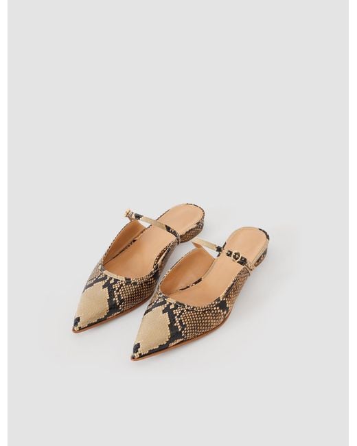 Joseph White Parisa Snake Print Leather Ballerinas