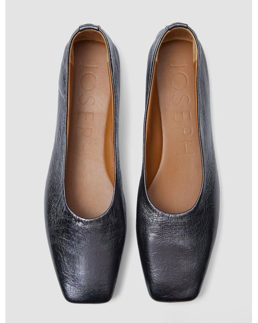 Joseph White Metallic Leather Ballerinas