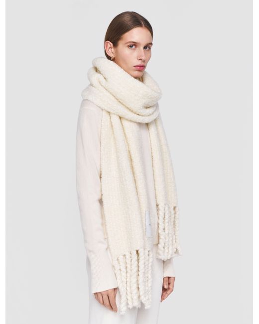 Joseph White Bouclé Knit Scarf