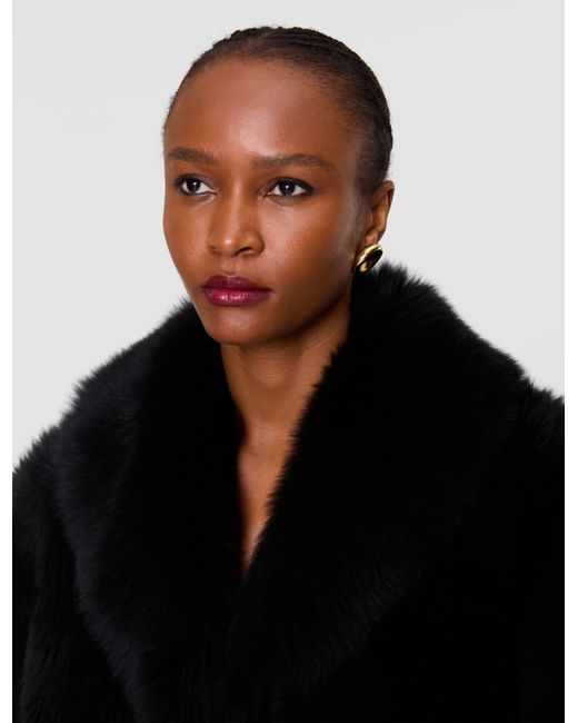 Joseph Black Elektra Long Hair Shearling Coat
