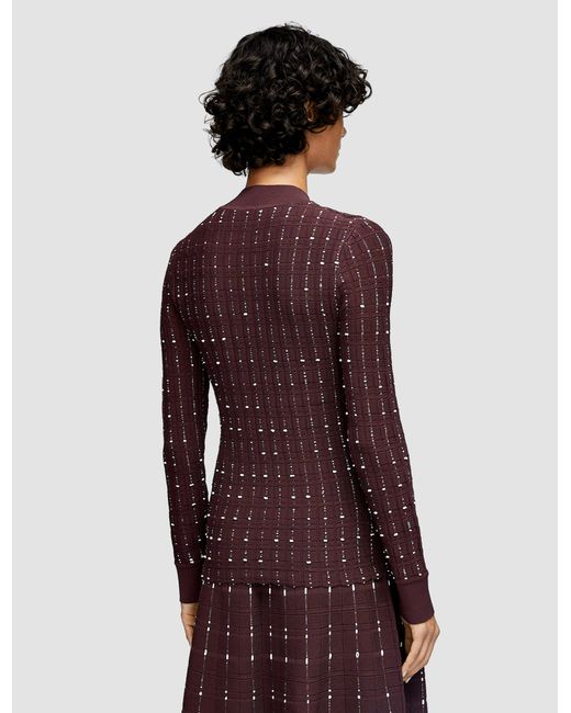 Joseph Red Fragmented Stripes Mock Neck Top