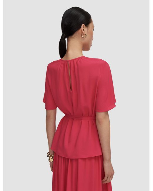Joseph Red Libby Silk Blend Crepe Top