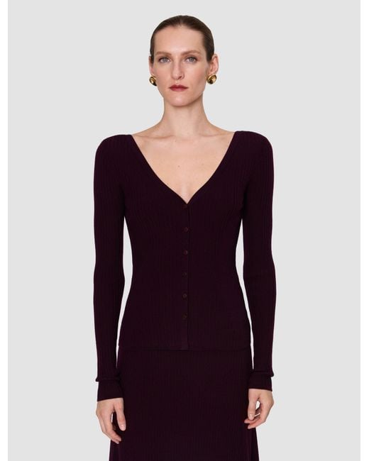 Joseph Red Alba Merino Wool Rib Cardigan