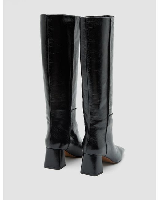 Joseph Black Heeled Knee High Patent Leather Boots