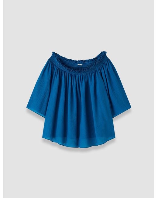 Joseph Blue Emi Textured Silk Top
