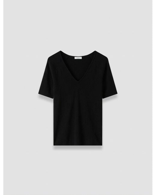 Joseph Black Elly Silk Stretch V Neck Top