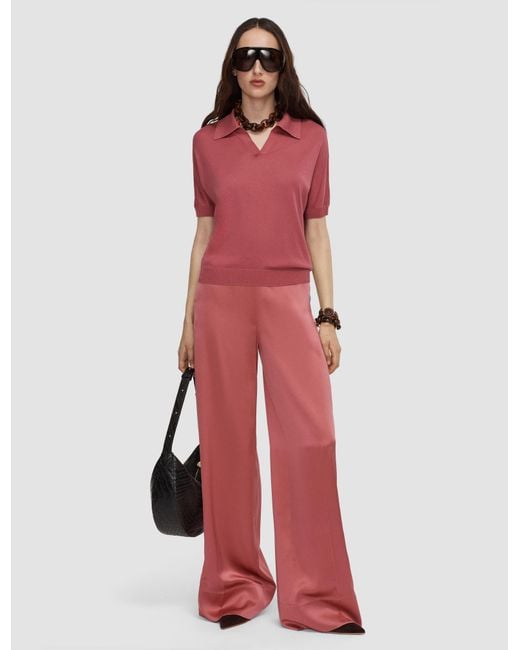 Polo Niata En Soie Superfine Joseph en coloris Pink