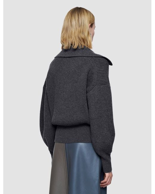 Joseph Blue Light Cardigan Stitch Open Neck Jumper