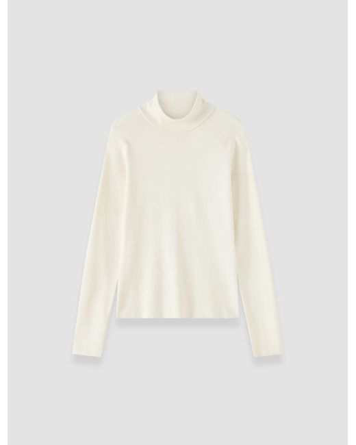 Joseph White Lola Silk Stretch High Neck Top