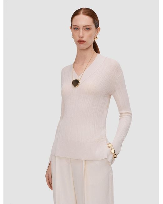 Joseph White Jardin Silk Cotton Rib Jumper