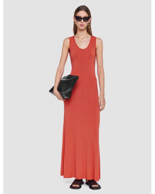 Joseph Red Viscose Rib Knit Dress