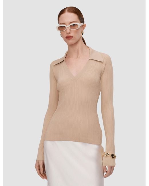 Joseph White Chelia Plissé Knit Top