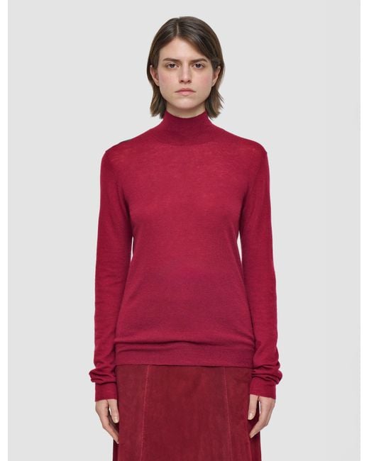 Joseph Red Cashair High Neck Jumper