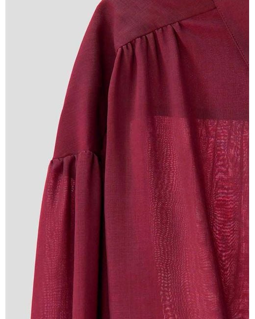 Joseph Red Anais Sheer Fine Wool Blouse