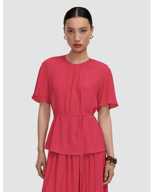 Joseph Red Libby Silk Blend Crepe Top