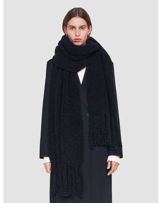 Joseph Black Bouclé Knit Scarf