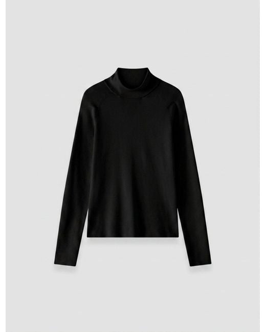 Joseph Black Lola Silk Stretch High Neck Top