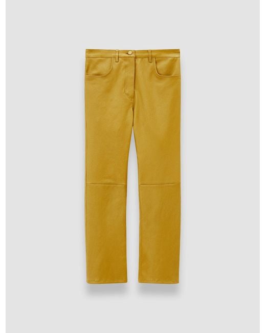 Joseph Yellow Duke Leather Stretch Trousers
