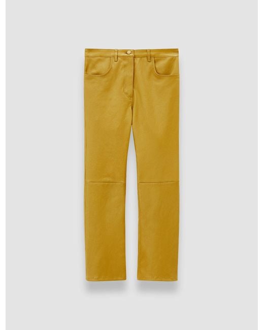 Joseph Yellow Duke Leather Stretch Trousers