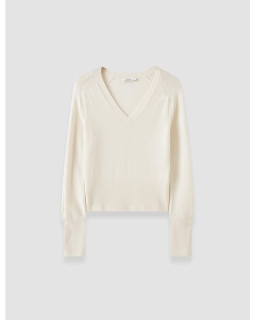 Joseph White Lucille Light Pure Cashmere V Neck Jumper