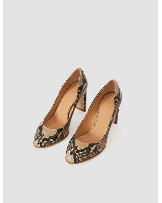 Joseph Natural Alette Snake Print Leather Heeled Pumps